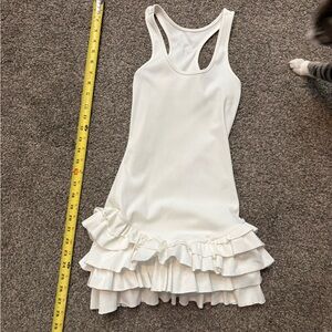 White Ruffle Hem Racerback Tank Dress